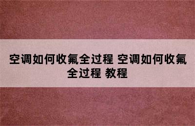 空调如何收氟全过程 空调如何收氟全过程 教程